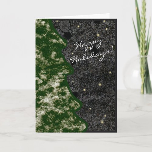 Seasonal Granite Rock Texture Green Happy Holidays Holiday Card