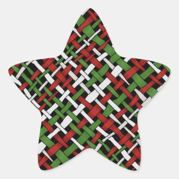 Seasonal Graphical Colorful Woven Burlap Star Sticker by KreaturShop at Zazzle