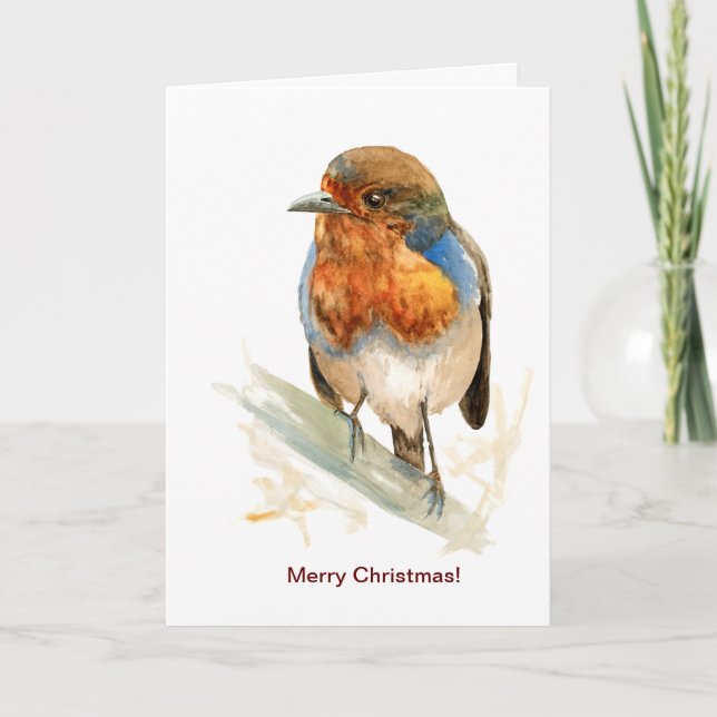 Seasonal greeting card with a European Robin (Front)