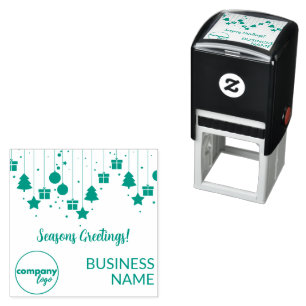SEASONAL GREETINGS CUSTOM BUSINESS LOGO HOLIDAY SELF-INKING STAMP