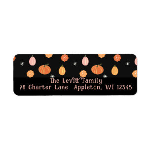 Seasonal Halloween Pumpkins Black Return Address Label