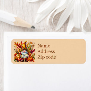 Seasonal Happy Thanksgiving gnome Label