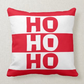Seasonal HO HO HO Red Striped Throw Pillow