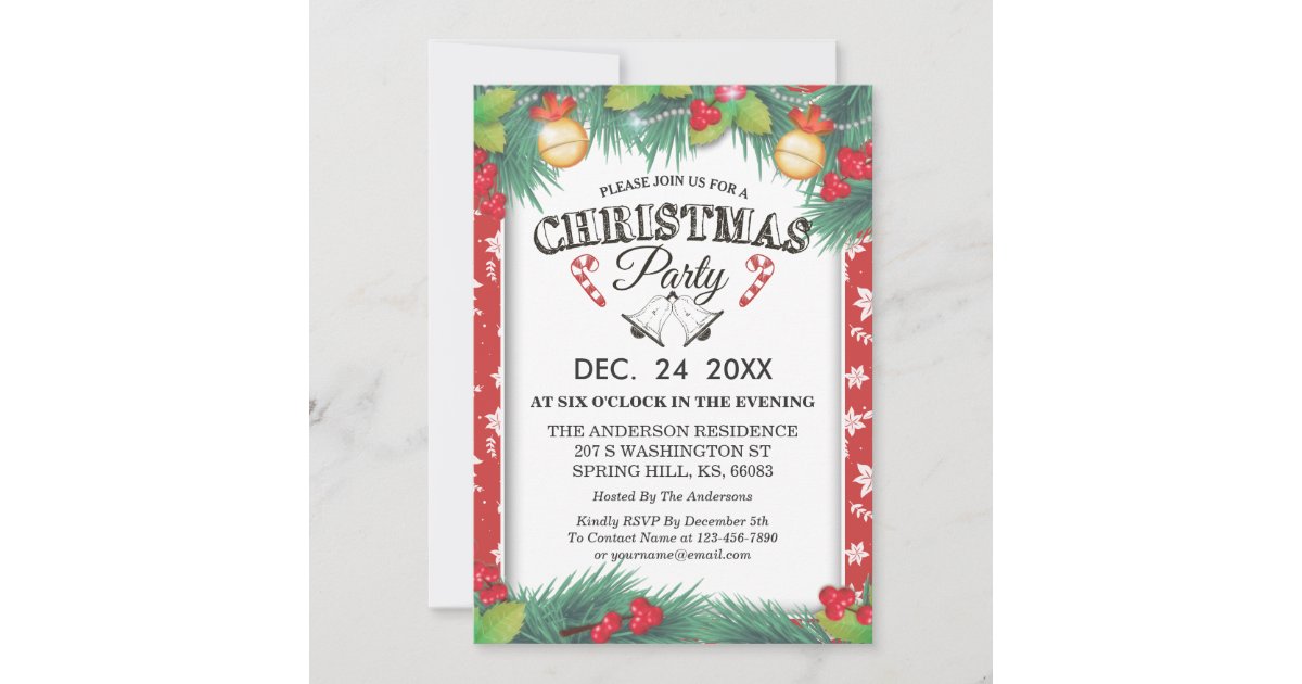 Seasonal Holiday Family Reunion Christmas Party Invitation | Zazzle