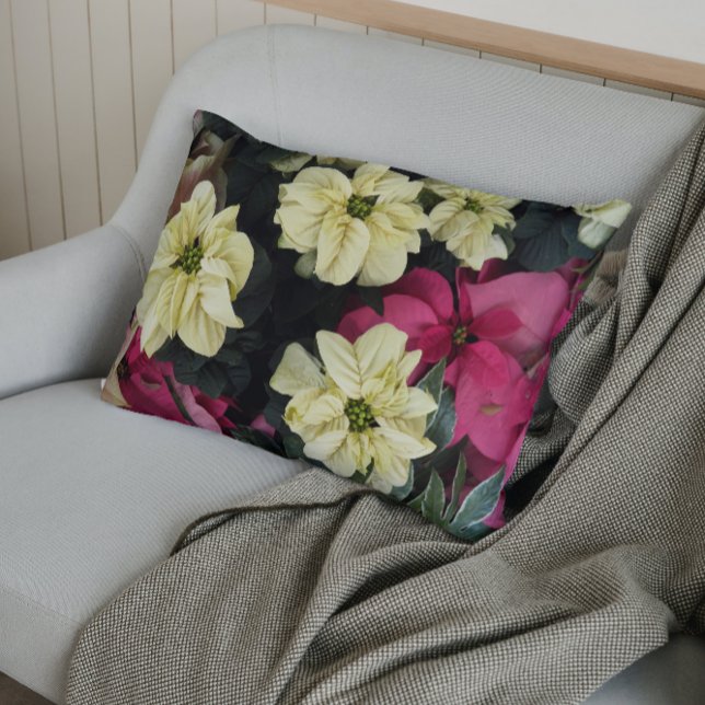 Seasonal Holidays Poinsettias Floral Pillow Case (In Situ)