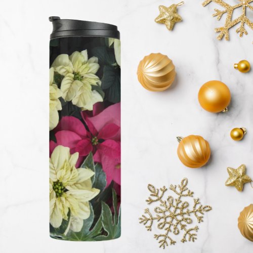 Seasonal Holidays Poinsettias Floral Thermal Tumbler