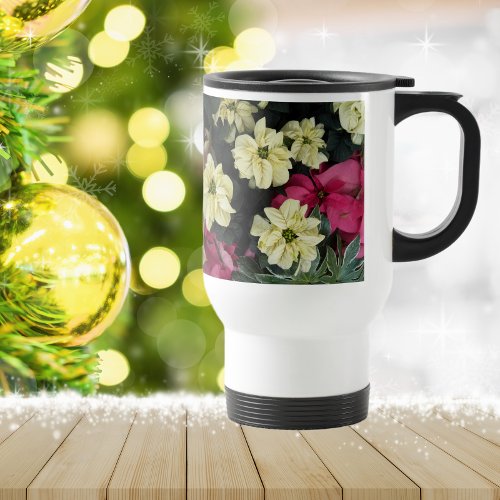 Seasonal Holidays Poinsettias Floral Travel Mug