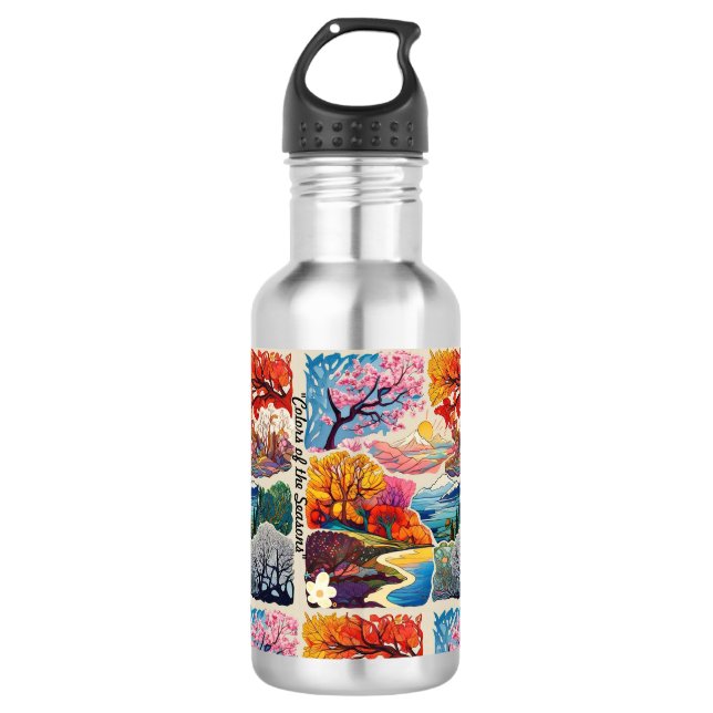 "Seasonal Landscapes Unite" Stainless Steel Water Bottle (Front)
