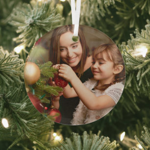 Seasonal Mother & Daughter Family Decorating Tree Glass Ornament