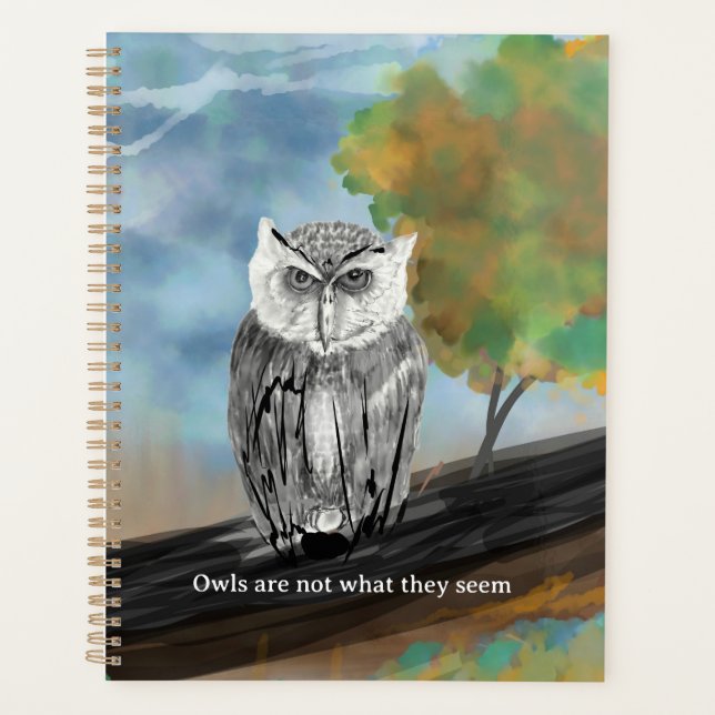 Seasonal Owl Painting in Nature Wonders Planner (Front)