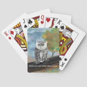 Seasonal Owl Painting in Nature Wonders Poker Cards