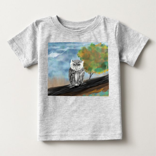 Seasonal Owl Print Baby T-Shirt (Front)