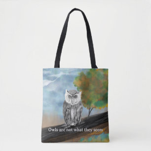 Seasonal Owl Print Tote Bag
