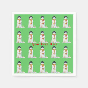 seasonal picture of cute snowman for Christmas Napkins