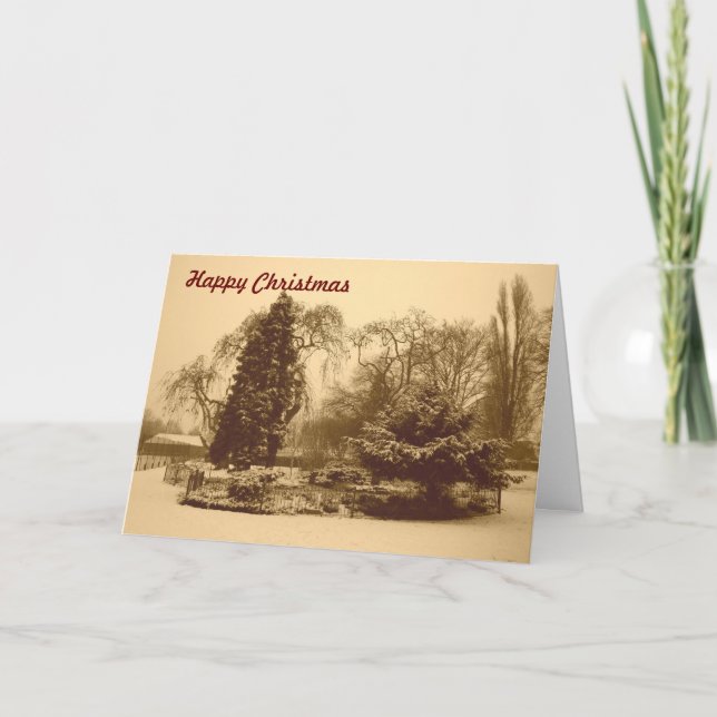 seasonal sepia park snow photo for christmas holiday card (Front)