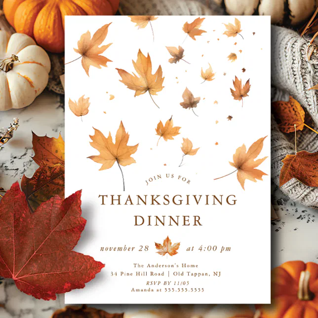 Splendor Water Thanksgiving Seasonal Splendor Thanksgiving Dinner Invitation | Zazzle