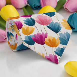 Seasonal Spring Colorful Floral Necktie Tie