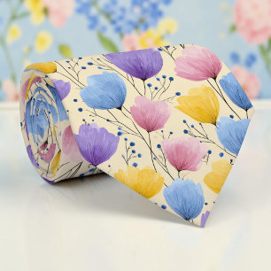 Seasonal Spring Tullip Floral Necktie Tie