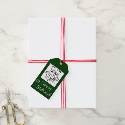 Seasonal Square Photo with Greeting Green Gift Tags