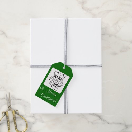 Seasonal Square Photo with Greeting Green Gift Tags