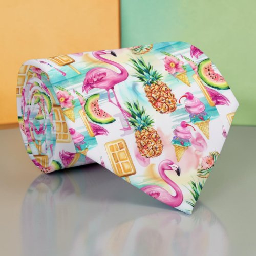 Seasonal Summer Flamingo Necktie Tie