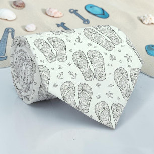 Seasonal Summer Flip Flop Pattern Necktie Tie