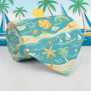 Seasonal Summer Tropical Beach Necktie Tie