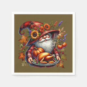 Seasonal Thanksgiving turkey gnome dinner Napkins