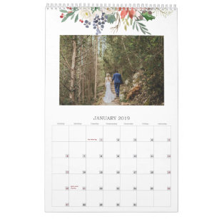 Seasonal Watercolor Foliage Monthly Photo Calendar