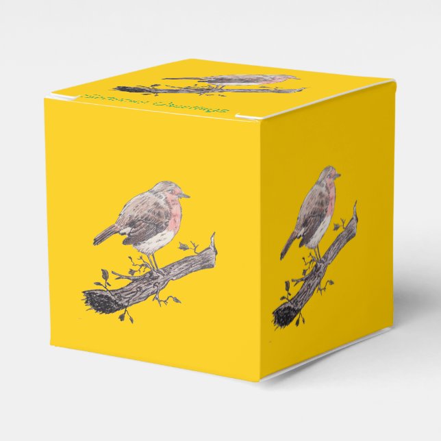 seasonal wild birds robin for christmas favor boxes (Front Side)