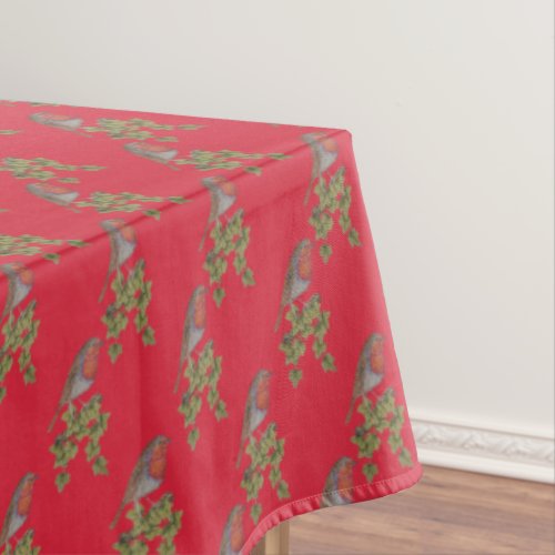 seasonal wildlife robin and ivy for christmas tablecloth