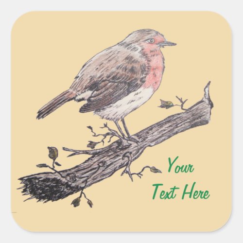 seasonal wildlife robin picture for christmas square sticker