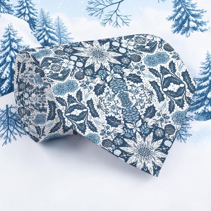 Seasonal Winter Snowflake Pattern Necktie Tie