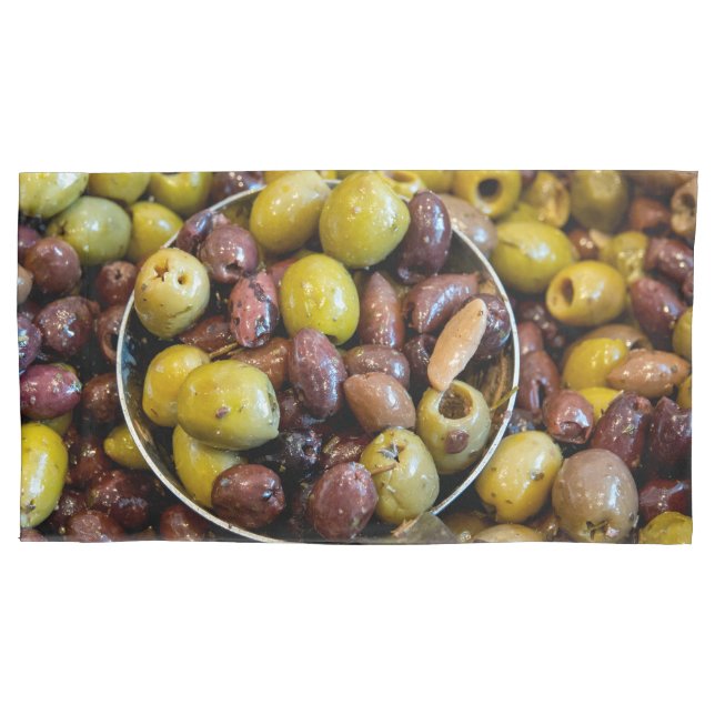 Seasoned black and green olives pillow case (Front-Left)