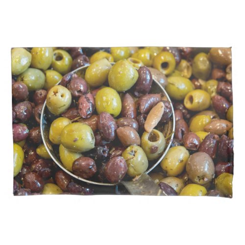 Seasoned black and green olives pillow case