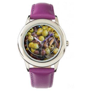 Seasoned black and green olives watch