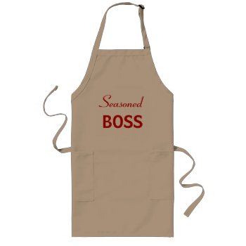 Seasoned Boss | Boss Birthday Christmas Gift Idea Long Apron by officecelebrity at Zazzle