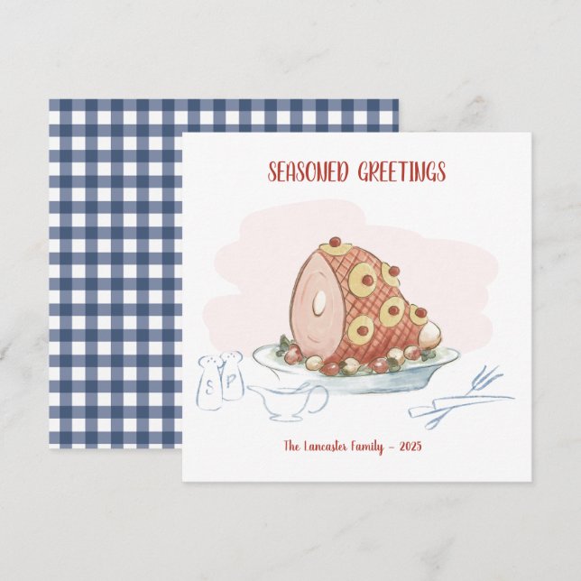 Seasoned Greetings - Pineapple Glazed Ham Holiday Card (Front/Back)