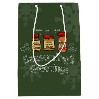 Seasoning's Greetings Funny Holiday Pun Medium Gift Bag by expressiveyourself at Zazzle