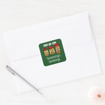 Seasoning's Greetings Funny Holiday Pun Sticker by expressiveyourself at Zazzle