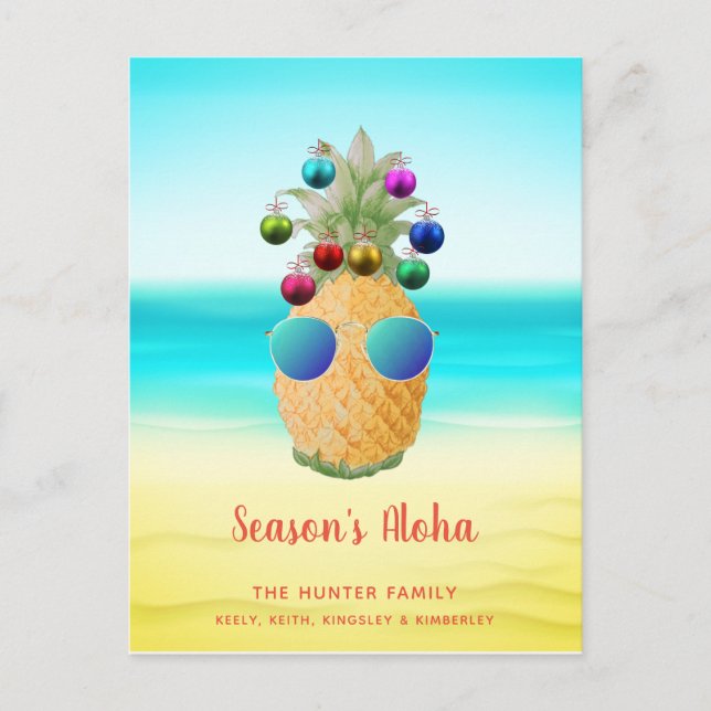Season's Aloha Christmas Pineapple  | Postcard (Front)