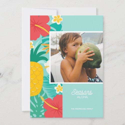 Seasons Aloha Hawaiian Christmas Photo Holiday Card