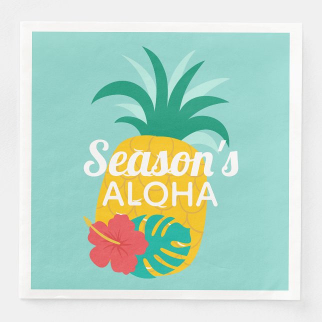 Season's Aloha | Hawaiian Paper Dinner Napkins (Front)