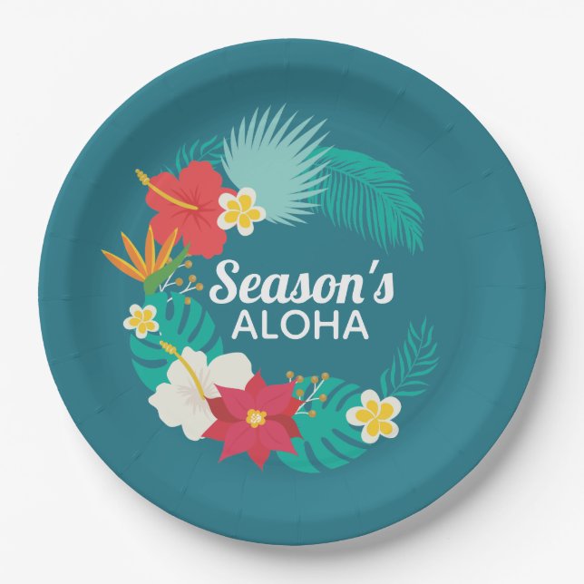 Season's Aloha Hawaiian Paper Plates (Front)