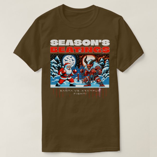 Seasons Beatings Santa Claus vs Krampus T-Shirt (Design Front)