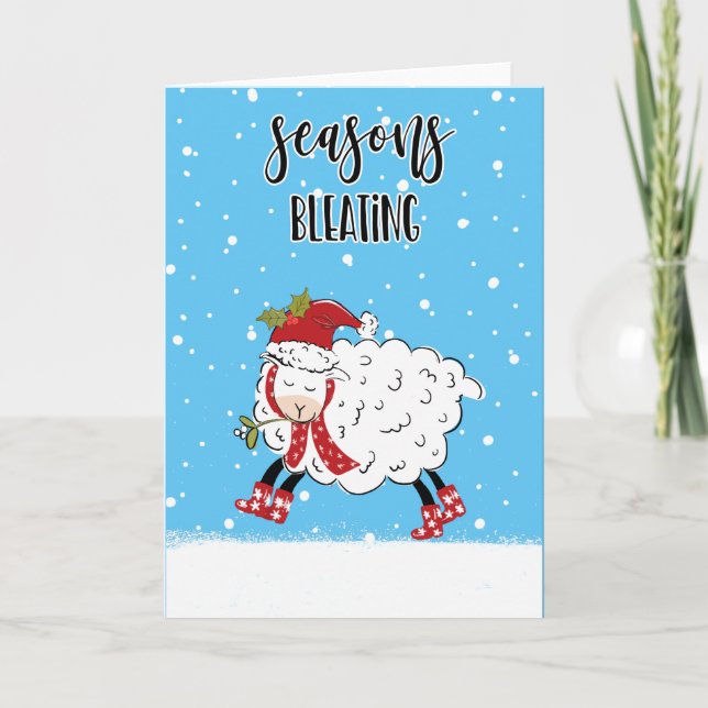seasons bleatings lamb sheep funny joke christmas card (Front)