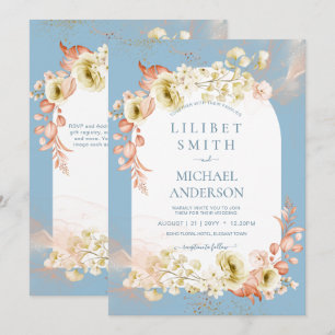 Seasons Dusty Blue Coral Floral Mix Wedding