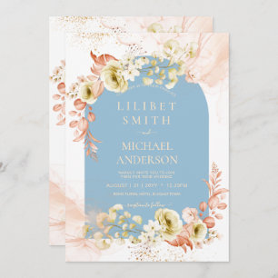 Seasons Dusty Blue Coral Floral Mix Wedding