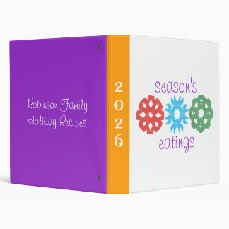 Season's Eatings Personalized Cookbook Recipe Book 3 Ring Binder
