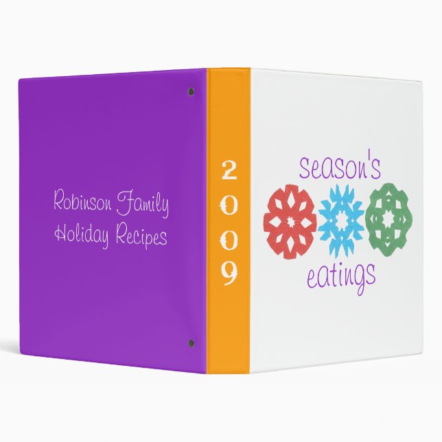 "Season's Eatings" Personalized Holiday Cookbook 3 Ring Binder (Background)